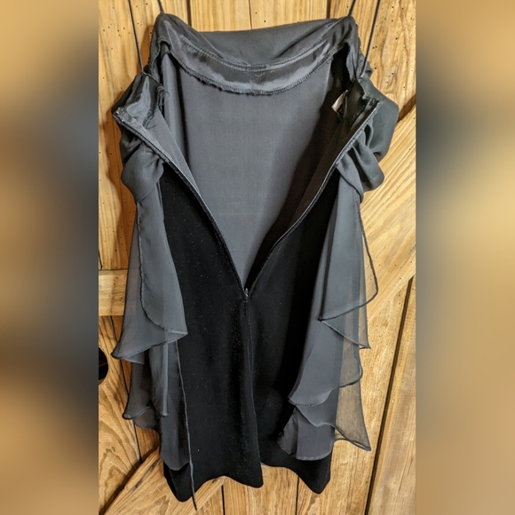 Vtg Betsy & Adam Velvet chiffon Dress Black Size 3/4 Spaghetti straps Zipper W-1 - Picture 11 of 15